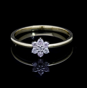 <b>Dainty</b> 14K White <b>Gold</b> Natural Diamond <b>Ring</b> Featuring a Sparkling Floral Cluster Design with Round Brilliant Cut Diamonds - Product Image 4