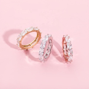 Klassische einfache quadratische Zirkon vergoldete Lab Diamond <span class=keywords><strong>Original</strong></span> ästhetische Ehering Ewigkeit ringe für Frauen Männer Fingers chmuck - Product Image 5