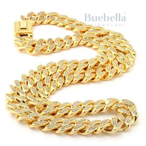 925 Plata 14K Chapado en oro blanco Joyería fina 18MM Moissanite Diamond Miami cadenas de eslabones cubanos helados para hombres - Product Image 6