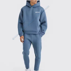 Diseño personalizado de los hombres cómodos chándales de lana conjunto de invierno pulóver sudaderas con capucha Joggers de talla grande ecológico patrón sólido - Product Image 1