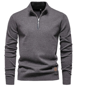 เสื้อสเวตเตอร์คอเต่าของผู้ชายเสื้อสเวตเตอร์คอเต่าเรียบง่ายมีซิปครึ่ง1/4 2025ฤดูหนาว - Product Image 3