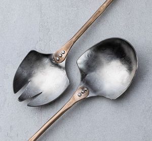 Última llegada de 2025, herramientas para ensaladas, diseño moderno, latón macizo, estilo de Rama Dorada, mango hecho a mano, servidores de ensalada decorativos reales de Metal - Product Image 4