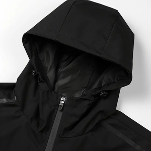 Men's <b>Lightweight</b> Windproof Hooded <b>Jacket</b> Breathable and Water-Resistant Outdoor Sportswear with Embossed Zip Pockets - Product Image 2