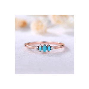 แหวนทองคำแท้ที่ยอดเยี่ยมแสนสวยเจ้าหญิงนิทราอาริโซน่าเทอร์ควอยซ์หรูหราดีไซน์ใหม่แหวนประดับเพชรแท้ - Product Image 1