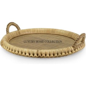 Handmade Premium Quality Rattan Serving Tray Vintage <b>Aesthetics</b> for Beautiful Home Decor Rustic Table Settings - Product Image 4