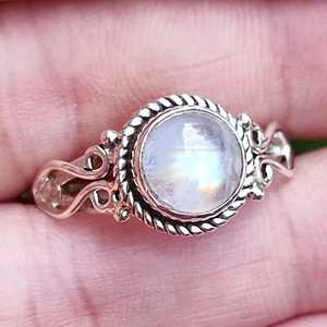 925 Sterling Silver Rainbow Moonstone <b>Statement</b> <b>Ring</b> Handmade Boho June Birthstone Jewelry 18K Perfect Gift for Her Birthday - Product Image 2