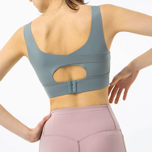 Sujetador deportivo para mujer con logotipo personalizado para gimnasio, yoga, correr, camisetas reversibles transpirables sin costuras, diseño de ejercicio de grúa, logotipo frontal - Product Image 3