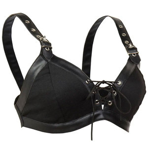 Bralette érotique en cuir de vache noire aspect humide personnalisée OEM pour femmes, sans bretelles, soutien-gorge en dentelle pour femmes - Product Image 3