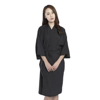 Vente flash - Robes de salon antistatiques confortables pour femmes, logo personnalisé, noir, polyester imperméable, kimono de coiffure Saaqaans