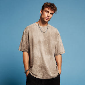 Crew Neck Acid <b>Wash</b> Oversized T-Shirt <b>Men's</b> Drop Shoulder Short Sleeve 100% Cotton Quick-Drying Breathable Eco-Friendly - Product Image 4