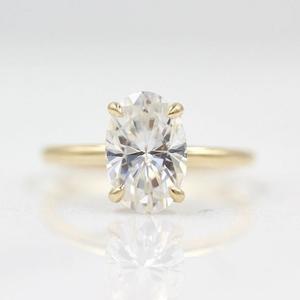 Anillo de diamante creado en laboratorio ovalado IGI, anillo de diamante cultivado en laboratorio de oro de 10K para boda y anillo o banda de compromiso - Product Image 1