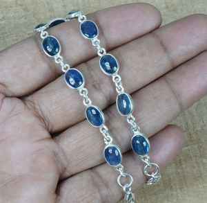 <b>Blue</b> Kyanite Sterling Silver <b>Bracelet</b> Adjustable Gemstone Jewelry Handmade Natural <b>Crystal</b> <b>Bracelet</b> - Product Image 6