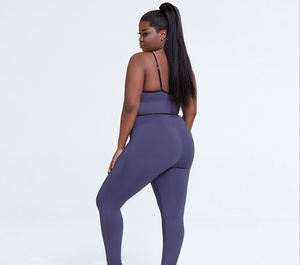 ชุดกีฬา2ชิ้นเอวสูงกันแรงกระแทกด้านหน้าชุดเล่นโยคะฟิตเนสวิ่งรัดรูปแห้งเร็ว - Product Image 3