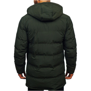 Parka acolchada con capucha para hombre, abrigo de invierno con cierre de botón y cremallera, múltiples bolsillos y elegante ajuste cálido - Product Image 6