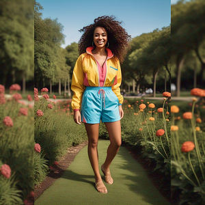 ชุดกันลม2ชิ้นสำหรับผู้หญิงชุดกางเกงขาสั้นกันน้ำหลากสีสำหรับเดินเขา - Product Image 5