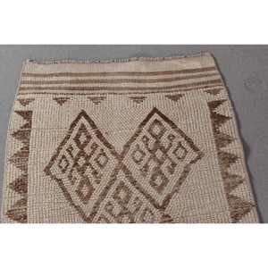 2.3x13.3 ft Rug, Vintage Herki Rug, Turkish <b>Brown</b> <b>Wool</b> Floral Rug - Product Image 4