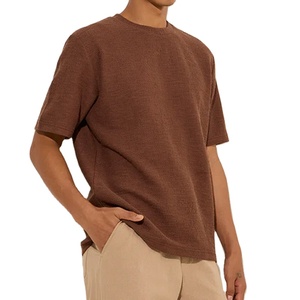 T-shirts en coton tricoté formel personnalisés de haute qualité pour hommes en gros coupe régulière à manches courtes col rond solide Logo personnalisé - Product Image 4