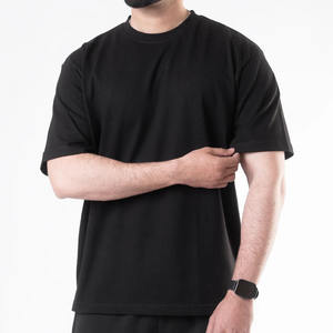 T-shirt oversize 100% coton à épaules tombantes de haute qualité, poids lourd Boxy court formel style hip hop, tissu tricoté personnalisé - Product Image 2