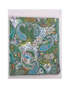 Organic Soft Orange Paisley Print <b>Kantha</b> <b>Quilt</b> 100% Cotton Reversible Bohemian Home & Hotel Use - Product Image 2