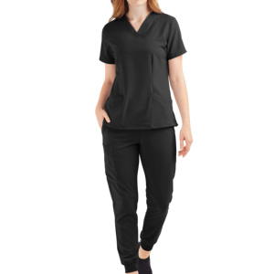 กางเกงสครับพยาบาลแบบยูนิเซ็กซ์ ผ้าทวิลโพลีเอสเตอร์/คอตตอน พรีเมียม เนื้อนุ่ม ลดริ้วรอย ซักได้ มีกระเป๋า เสื้อสครับคอวี แขนสั้น สำหรับโรงพยาบาล - Product Image 1