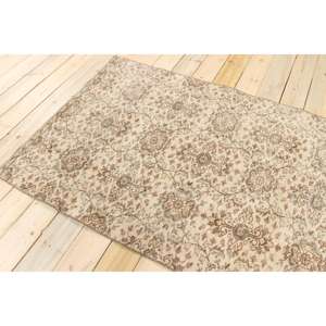 Alfombra Turca de 3.7x8.2 pies, Alfombra Vintage de Lana Ikat Marrón - Product Image 4