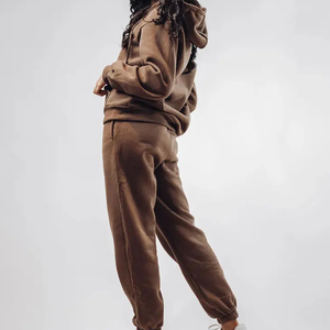 Custom Sportswear Activewear <b>Winter</b> Plus Size Women Tracksuit 2 Piece 100% Cotton Breathable Fleece Elastic Waist High Quality - Product Image 3