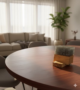 Ensemble de dessous-de-verre carrés en noyer de luxe en époxy durable avec des caractéristiques écologiques résistantes à la chaleur pour une protection durable de la table - Product Image 1