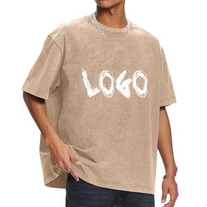 Camiseta personalizada de gran tamaño para hombre a la moda, camiseta lavada Vintage de verano con hombros caídos y lavado ácido pesado personalizado para hombre - Product Image 1