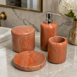 Ensemble d'accessoires de salle de bain de luxe moderne écologique quatre pièces blanc argenté en gros : distributeur de savon, gobelet, pot et porte-savon - Product Image 2