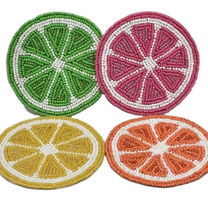 Look chic sous-verre perlé décoration de table broderie à la main fraise sous-verre perlé cadeau par glowin fashion - Product Image 3