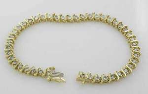 Bracelet en diamants 5ct 7.25 1 rangée de diamants ronds en or jaune 14 carats sur - Product Image 2