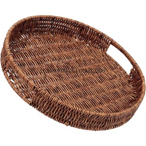 Durable and stylish rattan material serving tray with a handcrafted weave pattern for natural elegance in home interiors - Product Image 1