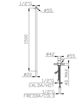 Robinet de lavabo mural monotrou en acier inoxydable 100% de conception italienne, avec cartouche en acier inoxydable, haute qualité, moderne