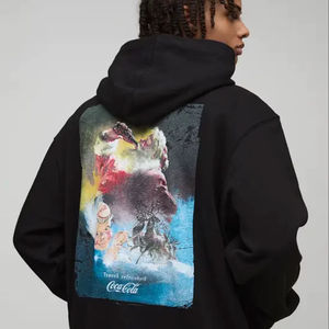 Sweat à capuche d'hiver pour homme, noir, surdimensionné, imprimé numérique brodé, logo personnalisable sur le devant, respirant, tissu tricoté 100% coton - Product Image 1