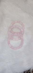 Natural Rose Quartz Cylinder Shape Bead Bracelet <b>Pink</b> Crystal Stretch Bracelet Polished Gemstone Jewelry Wholesale - Product Image 2