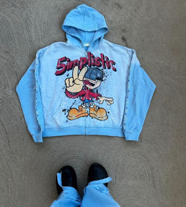 Personalizado Rhinestone hombres invierno ODM sólido polar cortar y coser pesado holgado Deporte Pantalones de chándal conjunto de joggers - Product Image 5