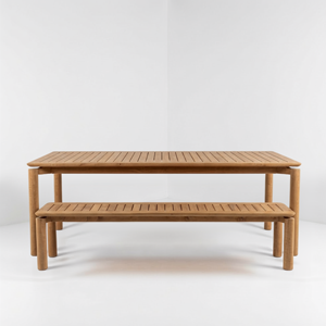Teak Wood Dining <b>Set</b> with Bench Slat Top Wooden Patio Table Chair <b>Set</b> for Modern Dining Room Restaurant Furniture Wholesale - Product Image 3