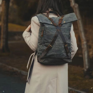 Sac à dos de luxe en cuir et toile, sac à dos de voyage premium, sac à dos pour ordinateur portable, grande capacité, léger, vente en gros d'usine LCBP-0030 - Product Image 1