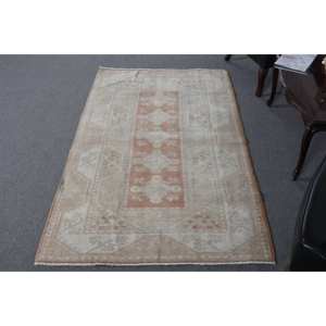 Alfombra turca Vintage de 4x6 y 8 pies, Beige, rosa, área grande de lana, látex clásico, Patchwork Rectangular para adolescentes, alfombra para habitación de pasillo - Product Image 1