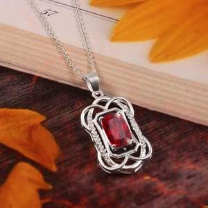 Colgante de Rubí Rojo con Corte Cojín, Plata de Ley 925, Collar Clásico Hecho a Mano para Mujer, Amuleto, Joyería de Compromiso, Regalo, Shama Gems - Product Image 3