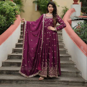 Vestido DE TRABAJO elegante de diseñador para mujer Dupatta Long, Georgette con bordado trabajo Boda Anarkali Salwar Girls - Product Image 1