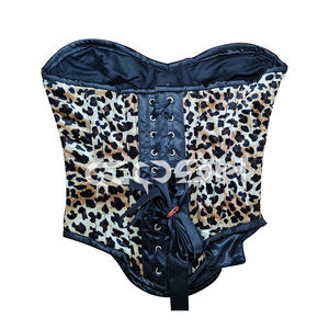 Haut corset en velours imprimé léopard avec fermeture à boucle sur le devant pour un look tendance - Product Image 3