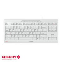 Clavier filaire CHERRY STREAM KEYBOARD TKL avec design sans pavé numérique USB-A, sensation de frappe silencieuse et unique, disponible en noir ou blanc