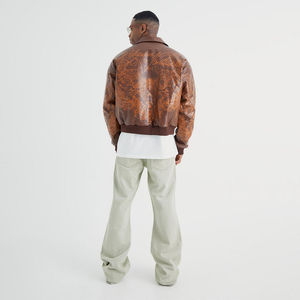 Veste en cuir pour hommes de haute qualité du fabricant OEM col de bombardier décontracté logo polyester coton remplissage disponible L XL - Product Image 4