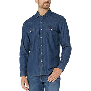 เสื้อเชิ้ตผู้ชาย ผู้จัดจำหน่ายมืออาชีพ ปกพับลง ผ้าฝ้าย สีพื้น ยีนส์ เสื้อเชิ้ตลำลองผู้ชาย ราคาสมเหตุสมผล - Product Image 1