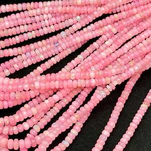 Perles d'opale éthiopienne rose naturel | Opales Rondelle à facettes multi-feu | Fil d'opale Welo 4-5mm pour la fabrication de bijoux - Product Image 4