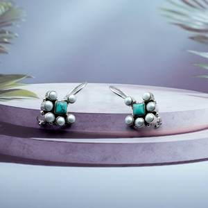 Ensemble de bijoux fins en argent sterling 925 boucles d'oreilles florales et pendentif en pierres précieuses naturelles avec perles et chaîne en argent - Product Image 3