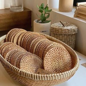 ACCESSOIRES DE CUISINE napperon en rotin dessous de verre assiettes rondes en forme de fleur blanc marron fournitures de décoration de mariage - Product Image 3