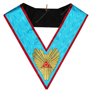 Regalia Masónica AASR, Roseta Blanca de Doyente, Collar-Bahou Bordado, Color y Diseño Personalizables - Product Image 6