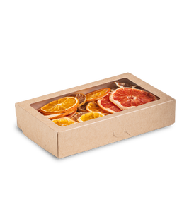 กล่องอาหารกระดาษคราฟท์ขนาด 1000 มล. พร้อมหน้าต่างใส ป้องกันการรั่วซึม สำหรับอาหารแบบนำกลับบ้าน  รับทำโลโก้ตามสั่ง ขายส่ง - Product Image 1